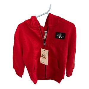 Calvin Klein Kids Hoodie Size 3T Red Full Zip Long Sleeve